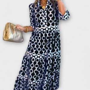 Spring & Summer Black and White Chain Dress